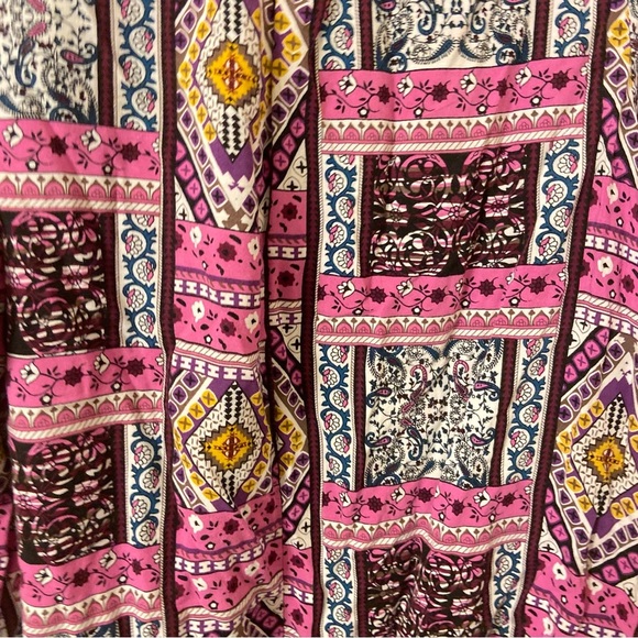 CATO Women’s Patchwork Print Pullover Front Tie Cold Shoulder Blouse - Picture 5 of 5